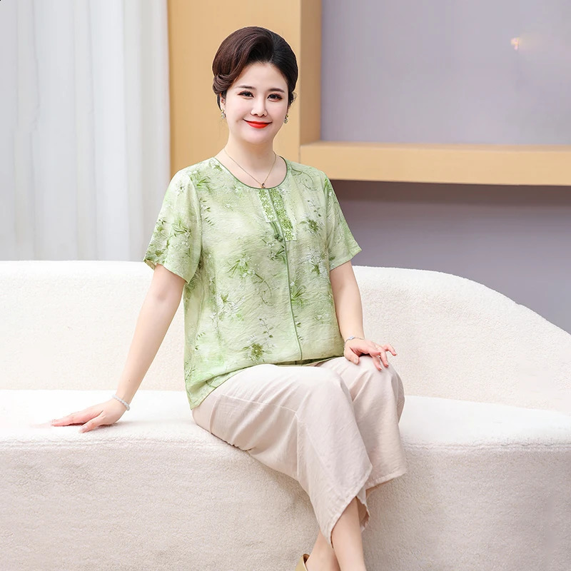 Floral Serenity Collection LinenCotton Lounge Set Versatile Natural Aesthetic Work Resort Plus Size 2025 Summer Loose Suit 250516Z