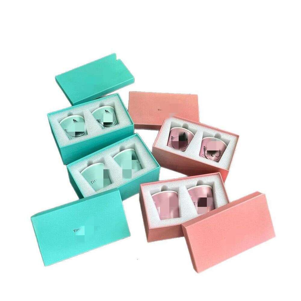 Home Classic Blue Bone Ceramic Water Handheld Mug Drinking Mouth Cup Gift Box Set 12315