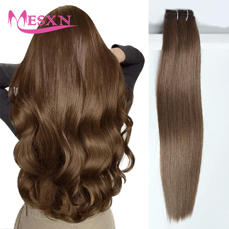 MESXN Human Hair Wefts Extensions Real Human Hair Natural Straight Weaving Bundles Black Brown Blonde