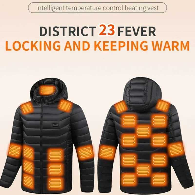 Winter Heated Jacket Men 23 Area Four Switch Control USB Electric Down Cotton Coat Self-heating Clothes Women Lightweight Parka Z250522