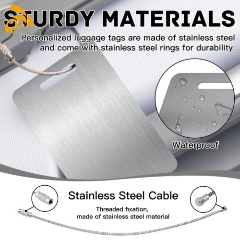 Free delivery. TOP designers customize lightweight high-quality rectangular stainless steel lage tags in white and black.