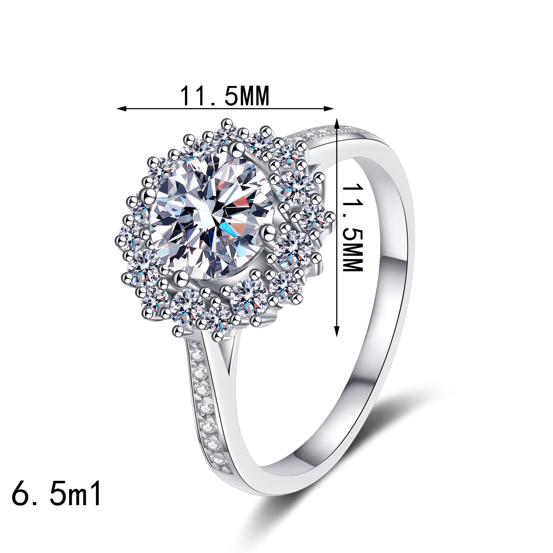 Elegant S925 Sterling Silver Moissanite Ring with Floral Sunflower Design - High-End, Hypoallergenic Jewelry for Women
