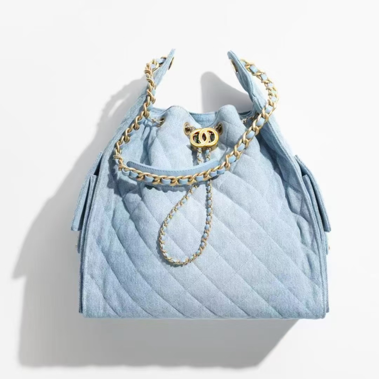 Mirror quality Designer bag 25Bag hobo woman handbag caviar leather shoulder bag lady chain bucket bag Purse pocheette drawstring bucket bag women 40CM