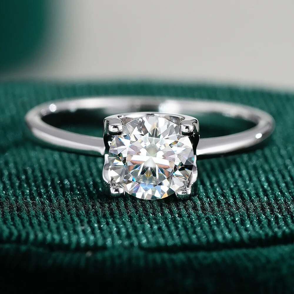 BXINY GRA Certified Moissanite Ring Sterling Sier D Color Lab Dia Solitaire Wedding Band for Women Gift Jewelry