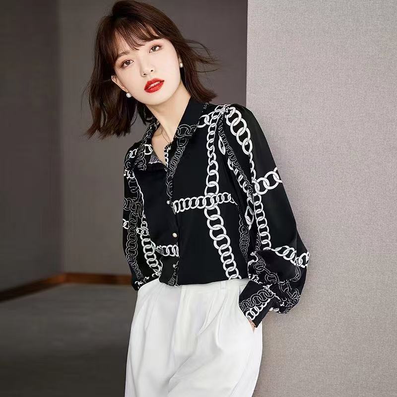 2025 spring Womens Shirts Designer Brand Long Sleeve Top Stylish sexy translucent gauze blouses plus size Loose office lady chiffon shirt tees tops