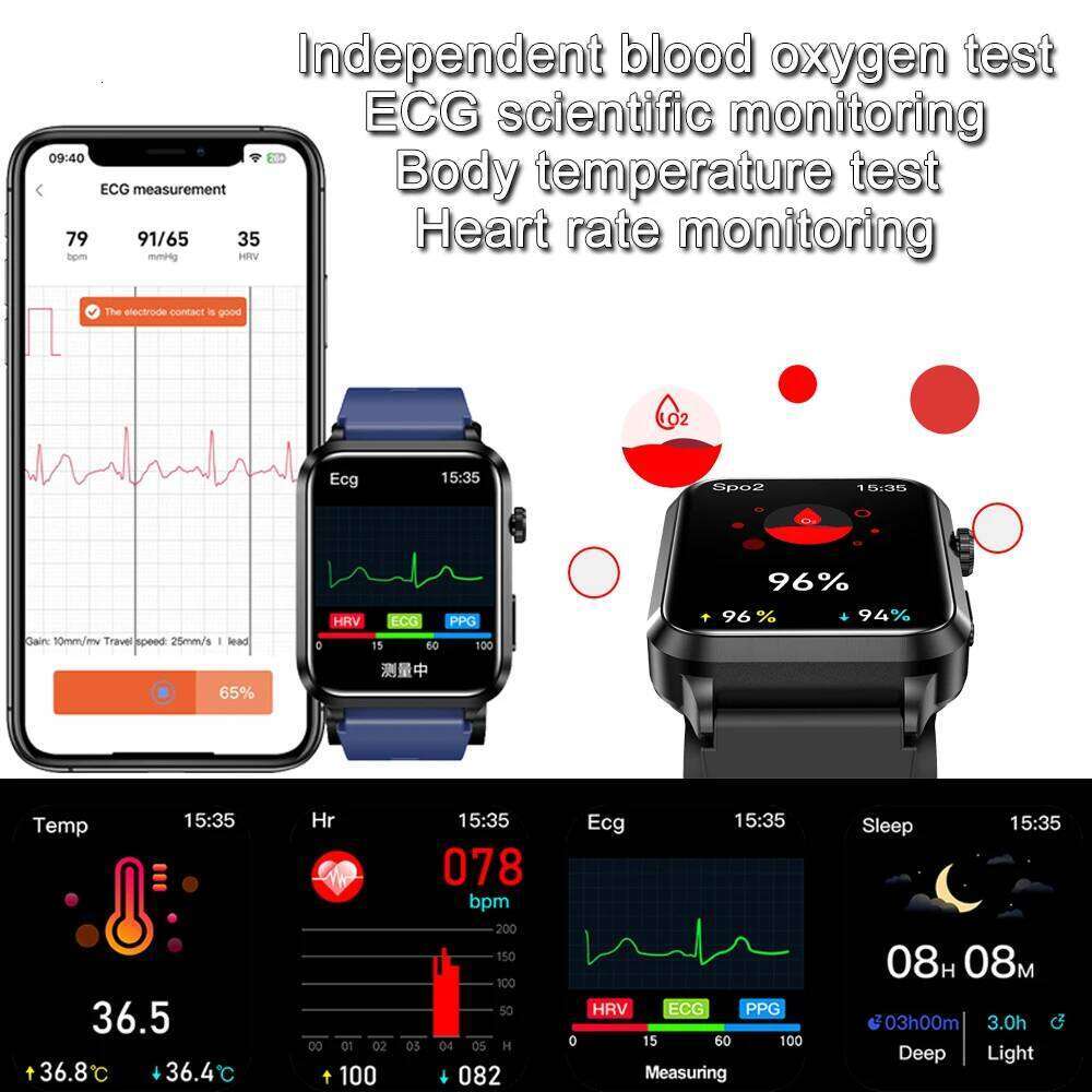 2025 New Air Pump ECG Smart Watch men Airbag health for huawei True Accurately Pressure Uric Acid Blood Lipids watch