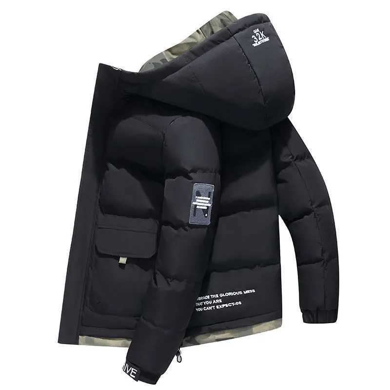 Mens New Thick Warm Parkas Jackets Winter Casual Mens Outwear Coats Solid Hooded Puffer Jacket Male Windbreak Padded Jacket Z250522