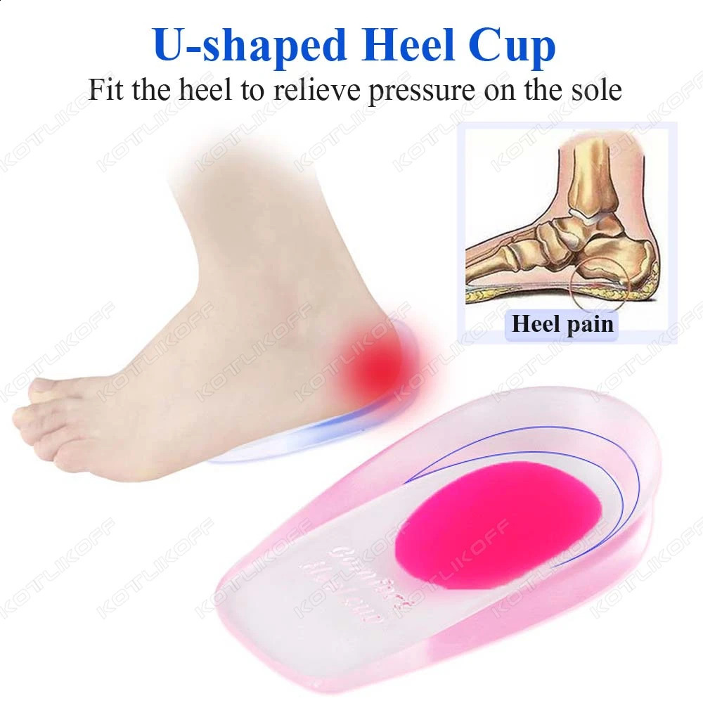 Soft Silicone Gel Insoles for Heel Spurs Pain Relief Foot Cushion Foot Massager Care Heel Cups Shoe Pads Height Increase Insoles 250521