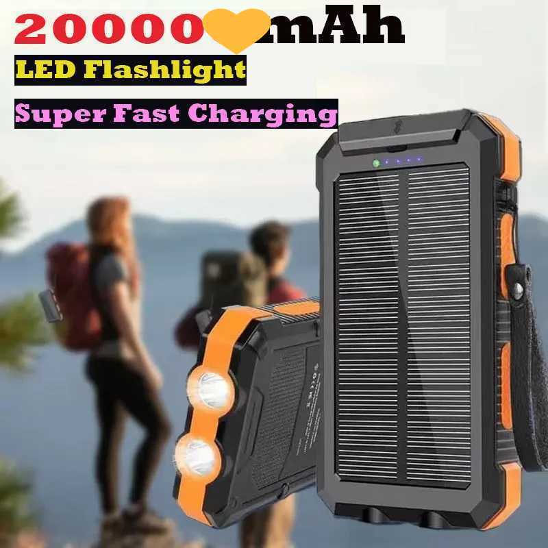 50000mAh solar battery pack for outdoor camping portable fast charging battery pack waterproof external battery charging with LED light Y241102