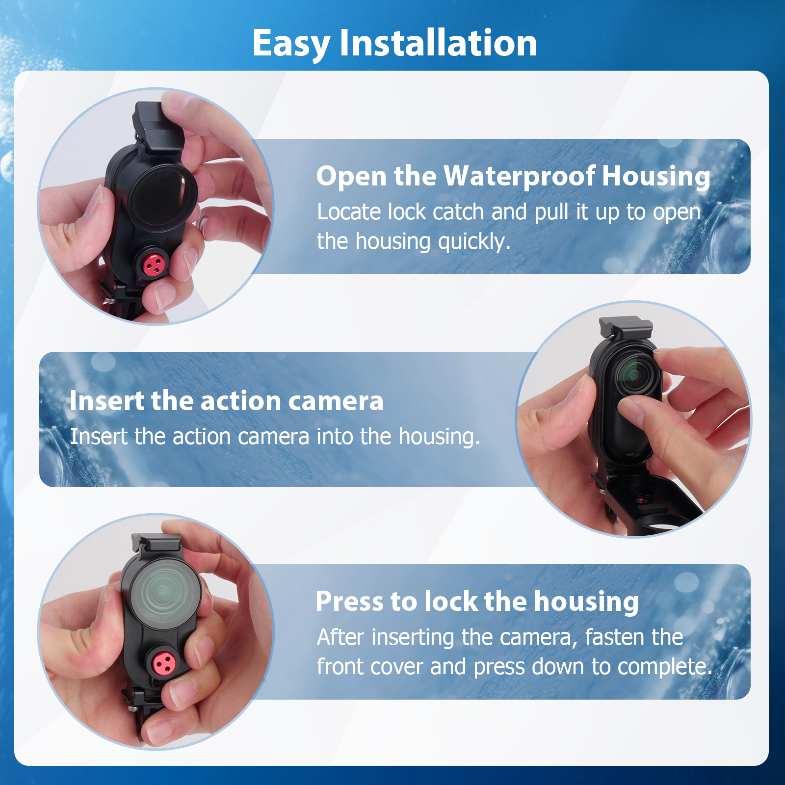 Aluminum Waterproof Case forGo3 Go3s 80M Deep Waterproof Camera Housing with Dual Interface for Insta360 Go3 Go3s, 63091