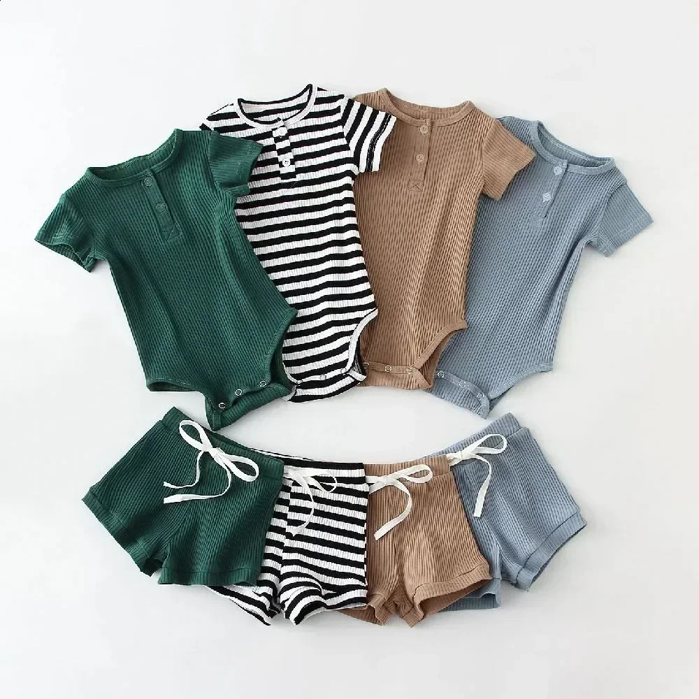 2Pcs Summer Baby Boy Clothing Sets Short Sleeve Bodysuit Shorts Fashion born Clothes 250517z
