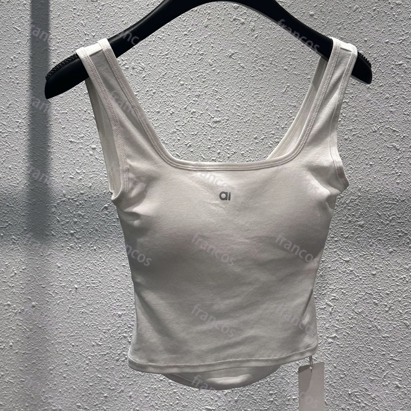womens cross yoga vest luxury slim fit sleeveless vests with pad summer cotton tees alolies designer alosets sports tops outside wearing tank top clothing t shirt s2