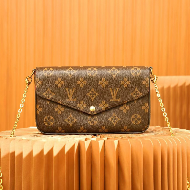 Designer Shoulder Bags 3/p Set Top Luxury Designer Wallet Shoulder Bag Women Classic Flower Pochette Felicie Bag Leather Clutch Tote Female Messenger bag 94