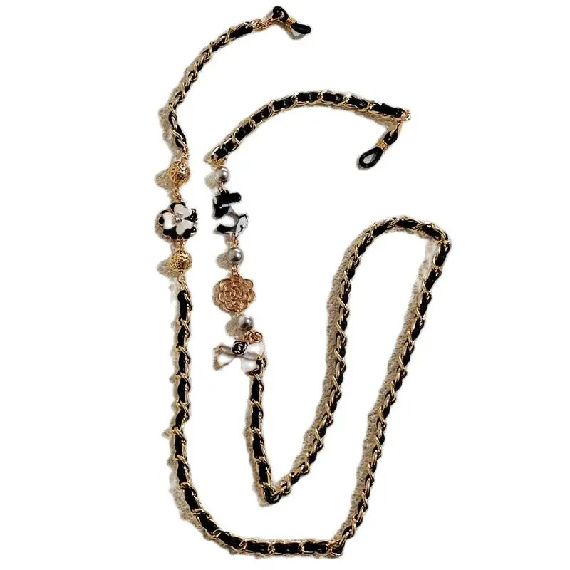 Vintage Glasses Chain Irregular Panels Black Pu Chain Jewelry for Women 250522