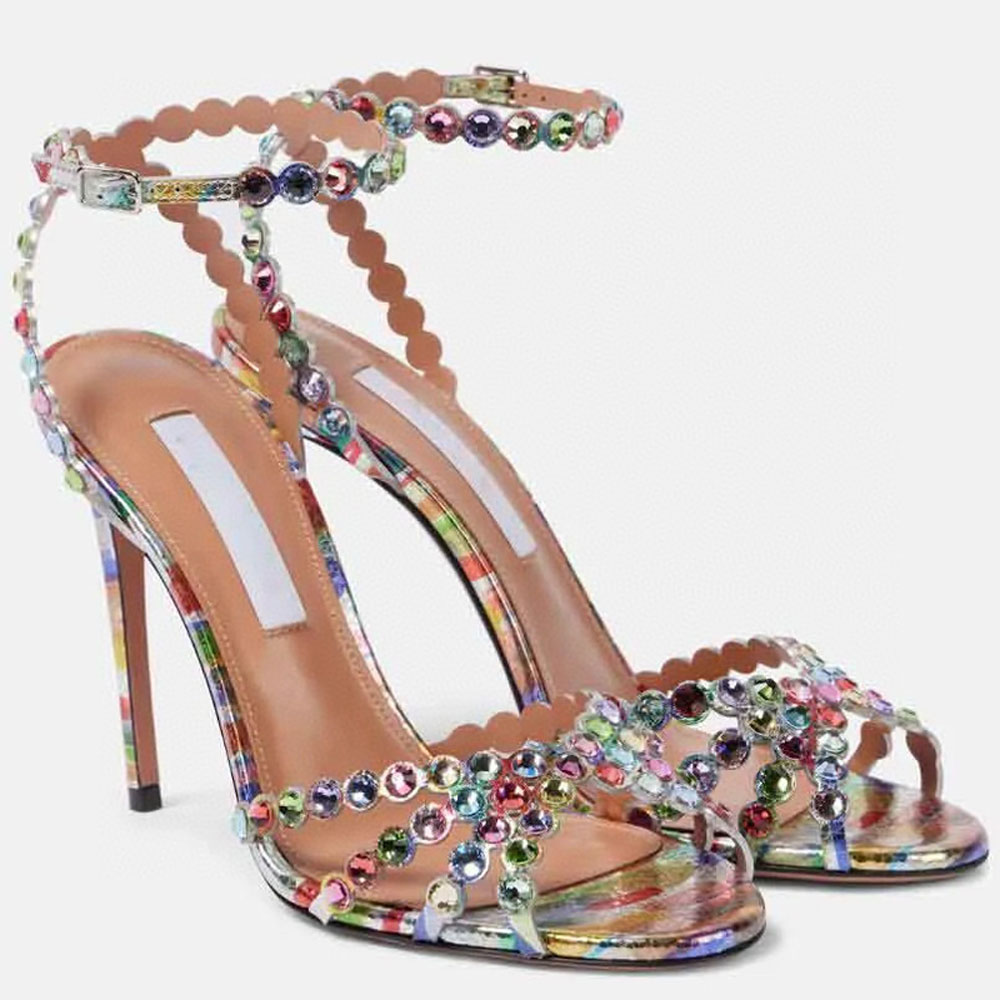 Top quality crystal decoration Stiletto heel sandals clear PVC Luxury designer open toes sandals High heels womens Luxury designer fashion Style heeled shoe