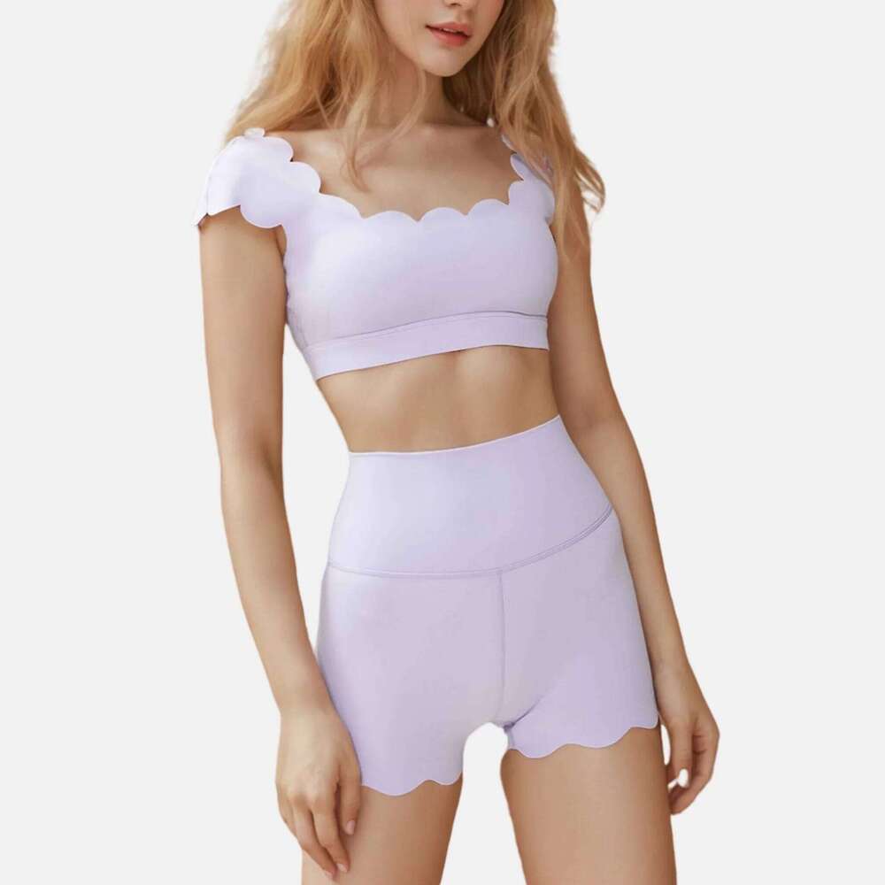 2 Pieces Set Women 2024 Seamless Workout Sets Sports Short Sleeve with Chest Pad Nude Feel Fiess Yoga Shorts Gym Clothes