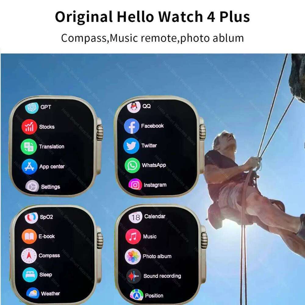 2025 New Hello 4 Ultra 2 Smartwatch 49mm 4G ROM NFC GPT GPS Compass Clock Bluetooth Call Smart Watch Men Women 3 Plus