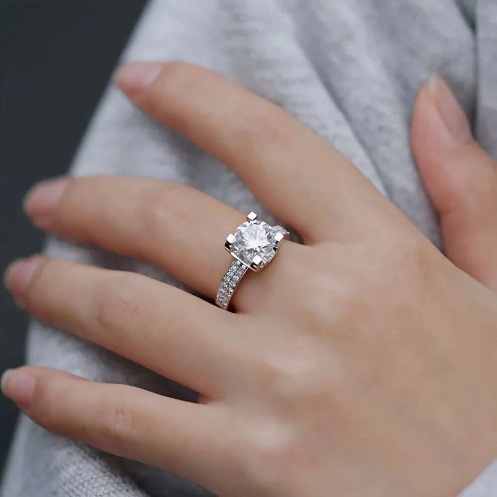 BXINY 1/3Carat Moissanite Rings Sterling Sier For Women GRA Certified Lab Dia Classical Wedding Band Fine Jewelry Gift