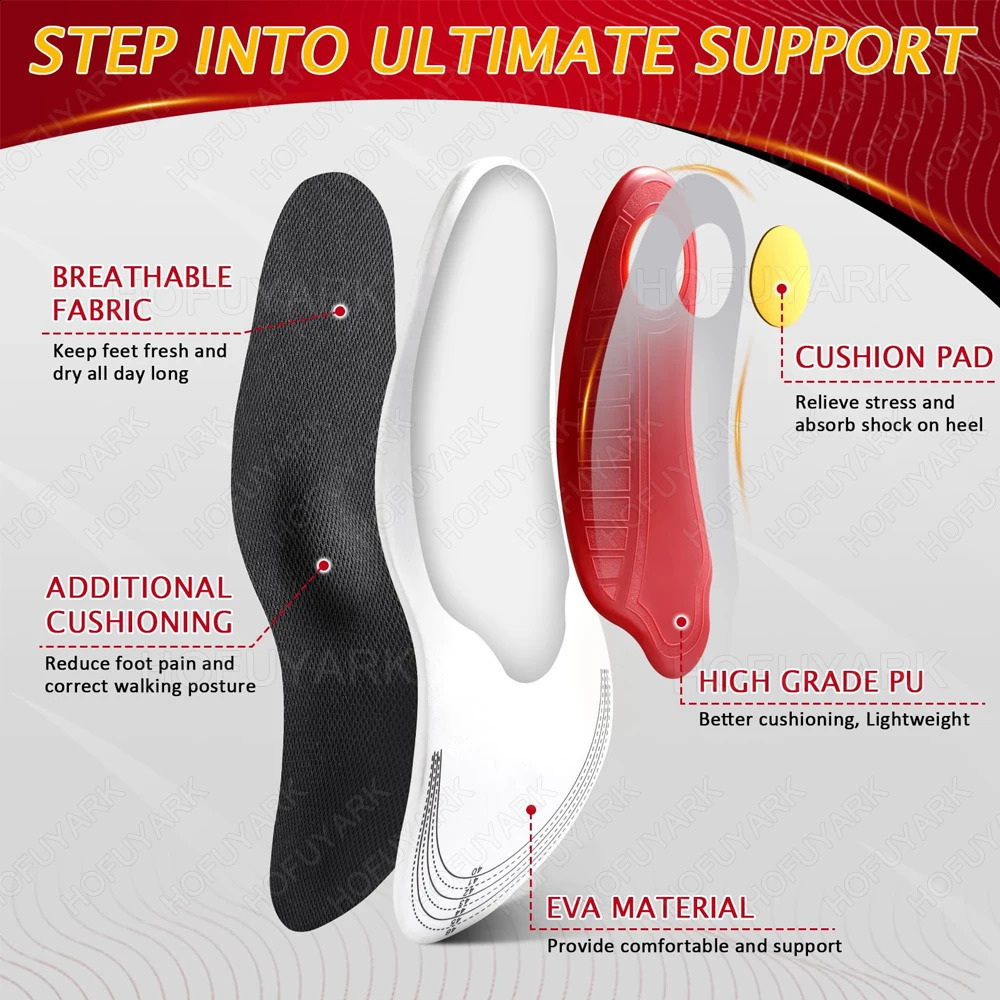 Ortic Insole Men High Arch Support Flatfoot Orthopedic Insoles For Feet Ease Pressure Plantar Fasciitis Pain Relief Shoe Sole 250521