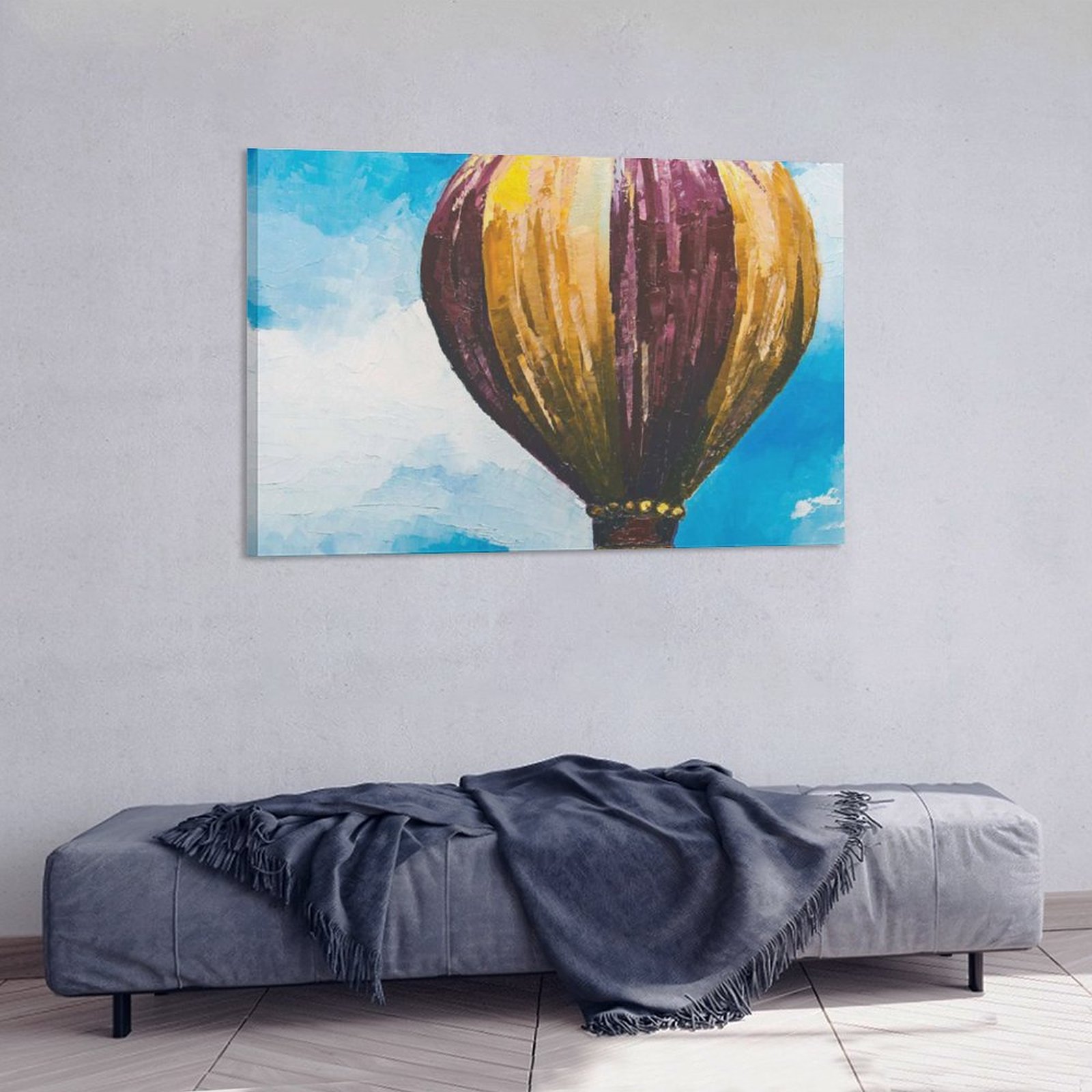 Wall Art Hanging Picture-Rectangle Hot Air Balloon Blue Clouds Dream Frame-style Canvas Prints Wall Painting Decor Print Picture Paintings for Living 
