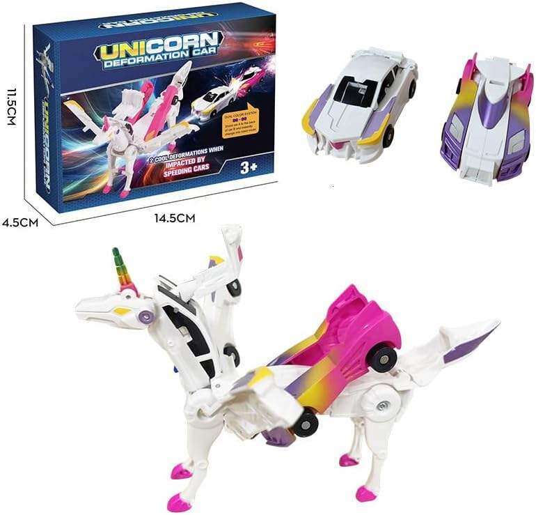 DHGadgets EPT Cool Transformed Unicorn Car Toy Mini Impact Deformation Robot Gift for Kids