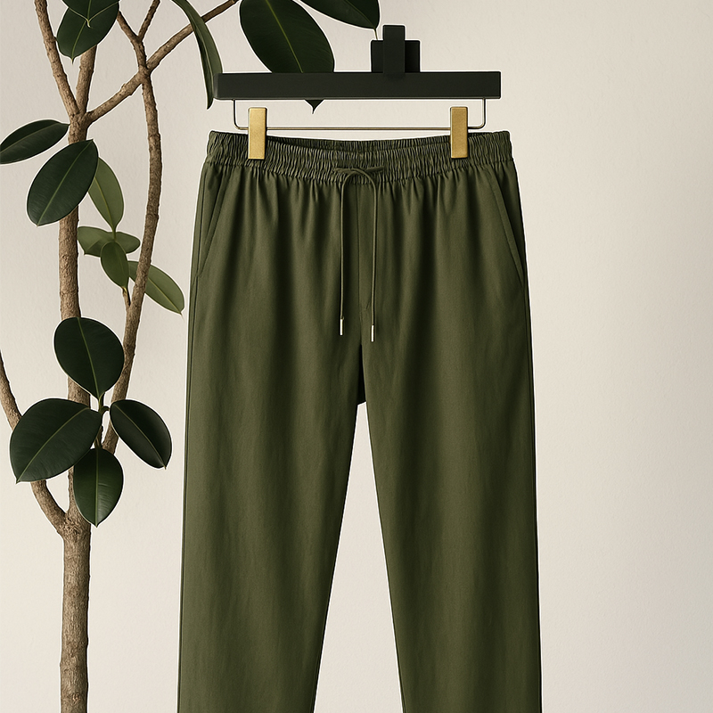 Men's Business Casual Lyocell and Linen Short-Sleeve and Long-Pants Leisure Suit/Smart Short-Sleeve & Long - Pants Set/Business-to-Leisure Lyocel