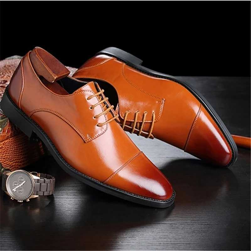 Classic Derby Shoes Leather Man Business Dress Office Leather Shoe Flats For Men Fi Wedding Party Suit Club Shoe VintageXJ250522