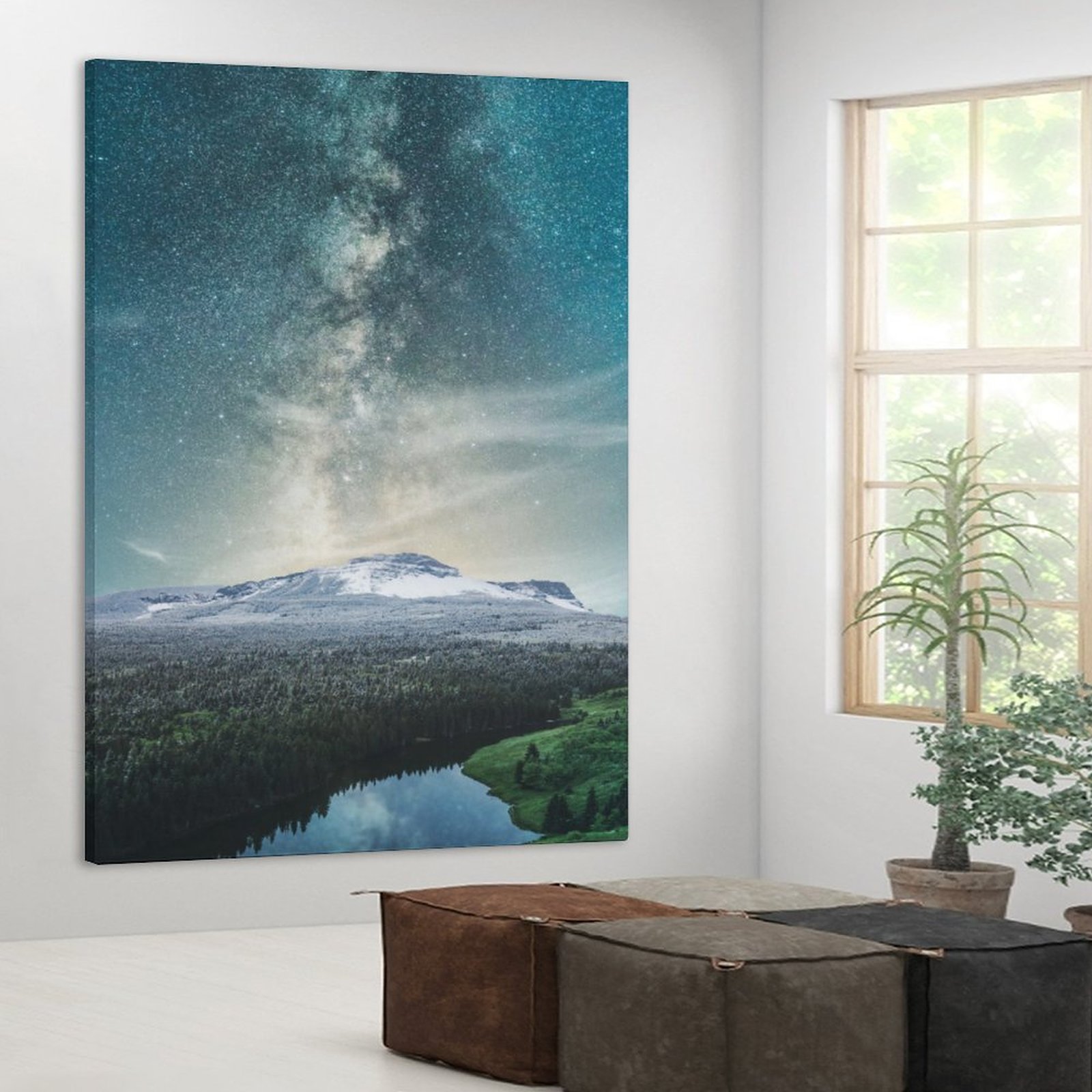 Home Decor Luxury Painting Sunrise And Milky Way Natural Landscape Frame-style Canvas Prints Wall Painting Wall Art Decor Print Picture Paintings for 
