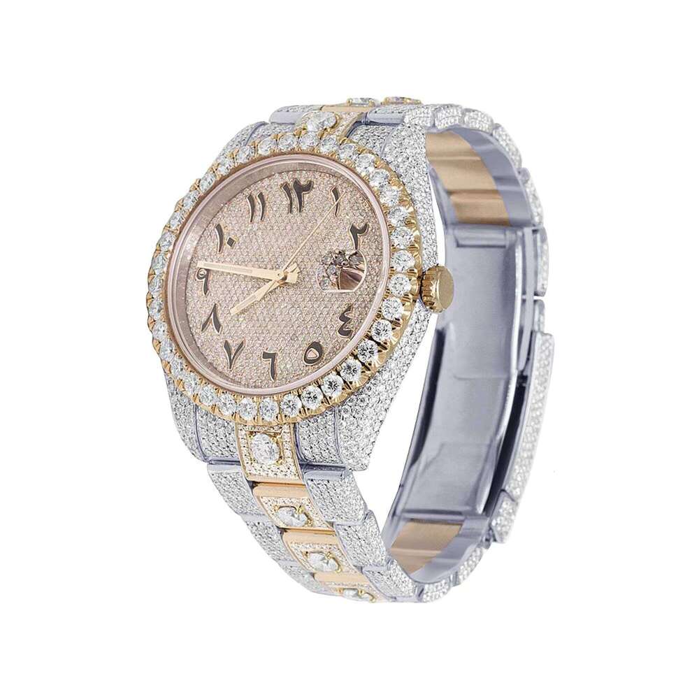 High-quality two-tone wristwatch with a completely chilled Arabic dial VVS date display, stylish and shiny, suitable for trendsetters