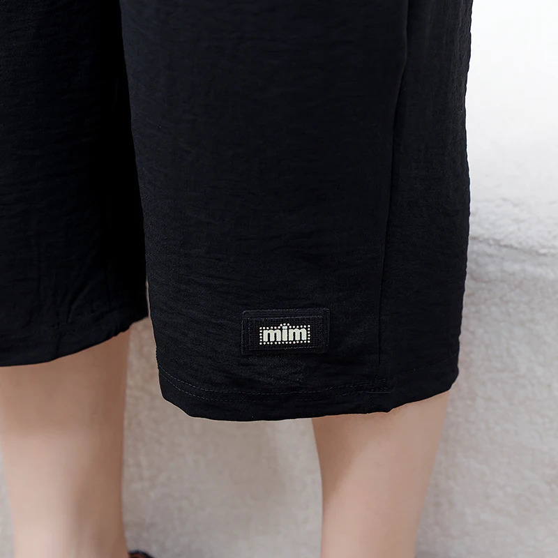 Button Decoration Minimalist TopPants Set Summer 2025 Plus Size Round Neck Straight Tube Short Sleeved Tshirt Commuting Casual 250516Z