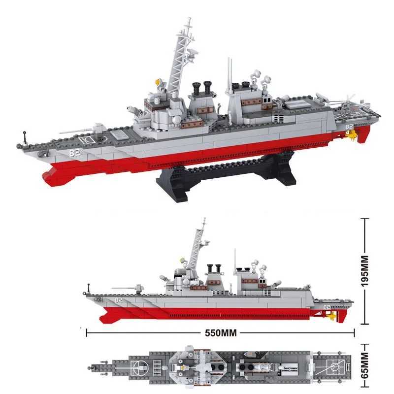 Creativi Warship Military Battle Ship Boat Model Building BlocksSluban Aircrafted Carrier Destroyer Sets Weapon Bricks Toys W250522