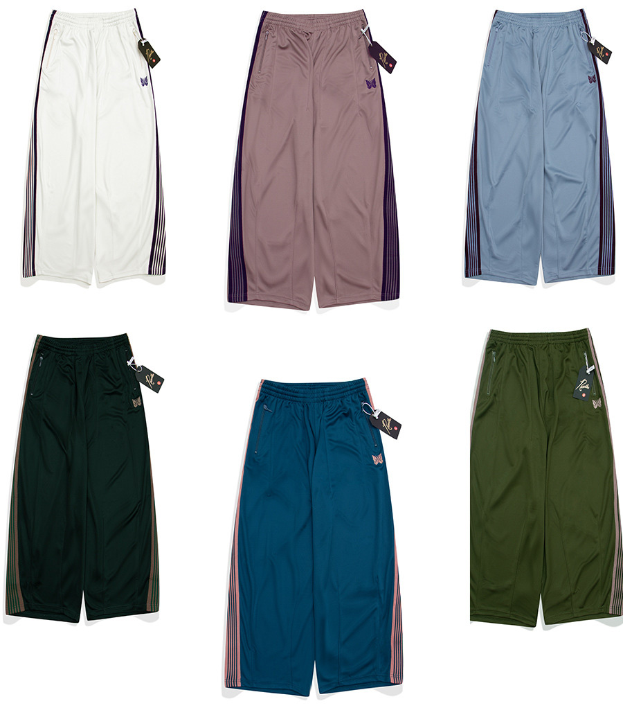 Designer Trousers High Street Needles Embroidery Pants Butterfly Embroidery Wide-Legged Pants Tide Loose Sports Pants Men And Women 2025