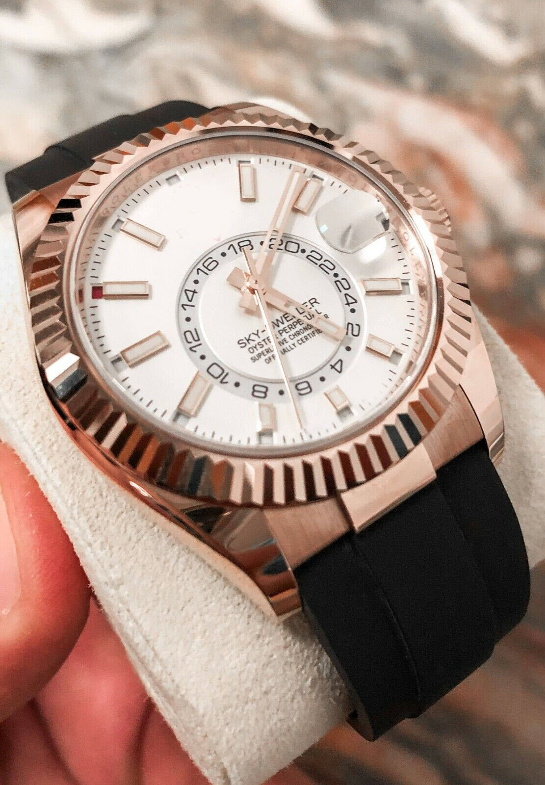 Brand new sapphire Automatic watch Sky-Dweller Rose Gold - White Dial 326235 Flex 42mm Stainless Steel Mens Watch Wristwatches