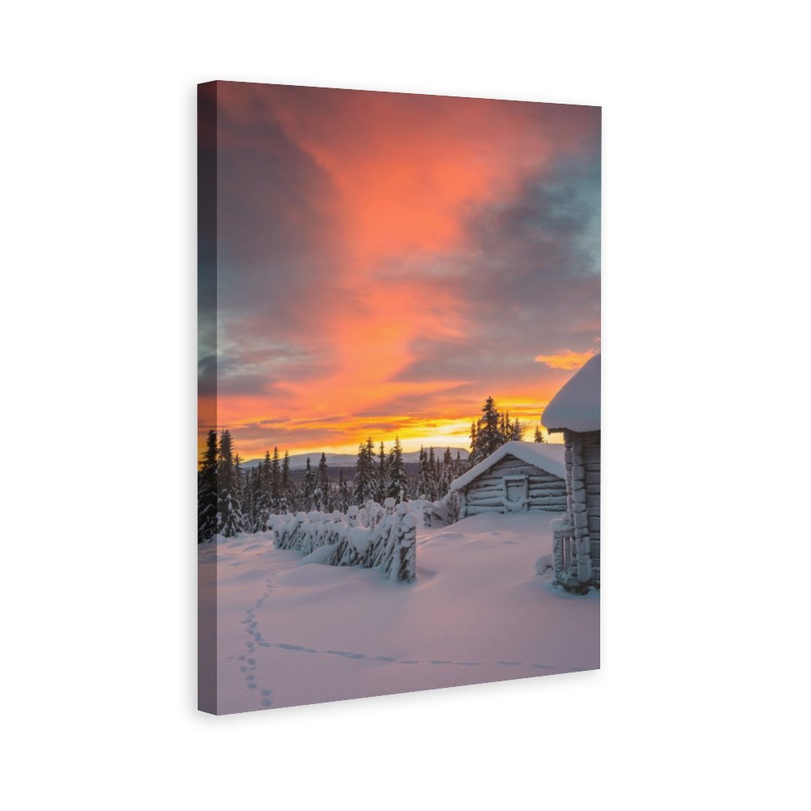 Home Decor Luxury Painting Sunrise Red Sky at Morning Natural Landscape Frame-style Canvas Prints Wall Painting Wall Art Decor Print Paintings for Liv