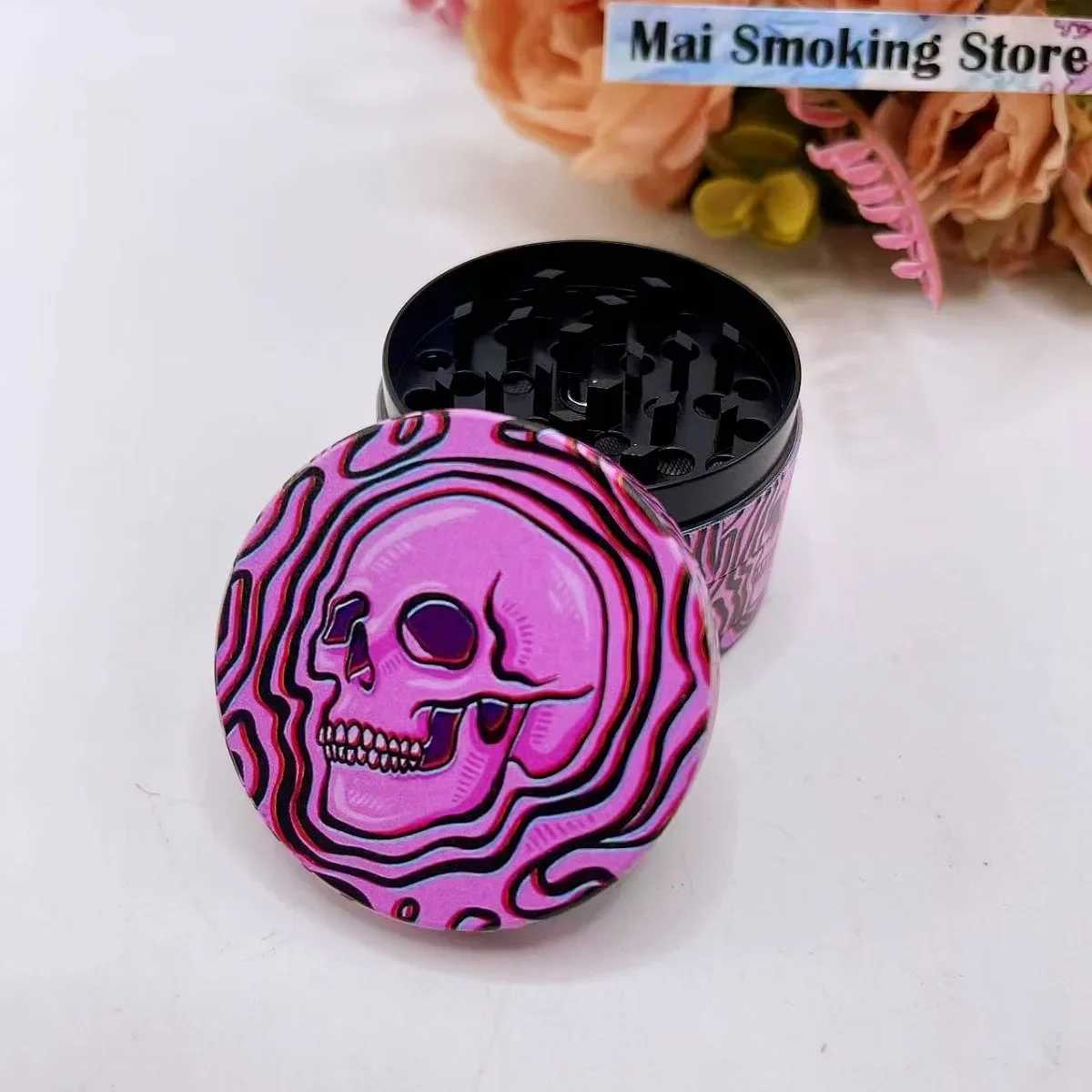 2inch Pink Skull Herb Grinder Metal 4-layer Manual Salt Mortar Spice Mill Pepper Grass Raw Tobacco Grinder Smoke Cigarette Tool Y250521