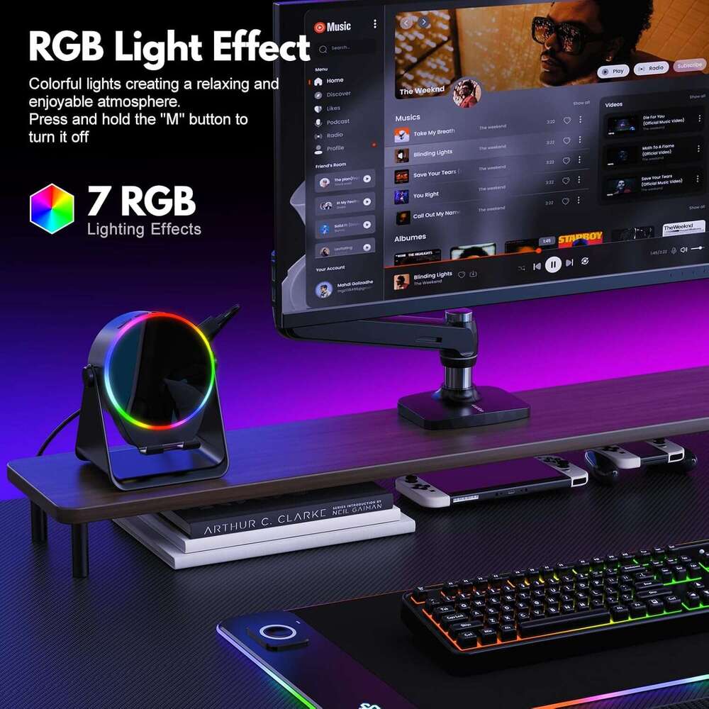 DHgargets Wireless Bluetooth Speaker Phone Stand Colorful Ambient Light 360° Rotation Compatible With Iphone/android/ipad/samsung Galaxy- Unique