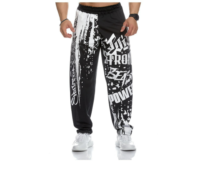 Men's Pants American Style Men Sweatpants Spring Autumn Jogger Gym Sports Fitness Cotton Printed Casual Mid Waist Drawstring