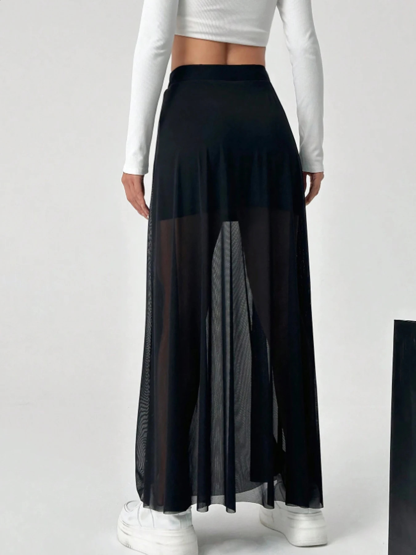 Womens mesh patchwork skirt Elastic highwaisted Aline Beach vacation shade Long Fashion PROM party dress 250513Z