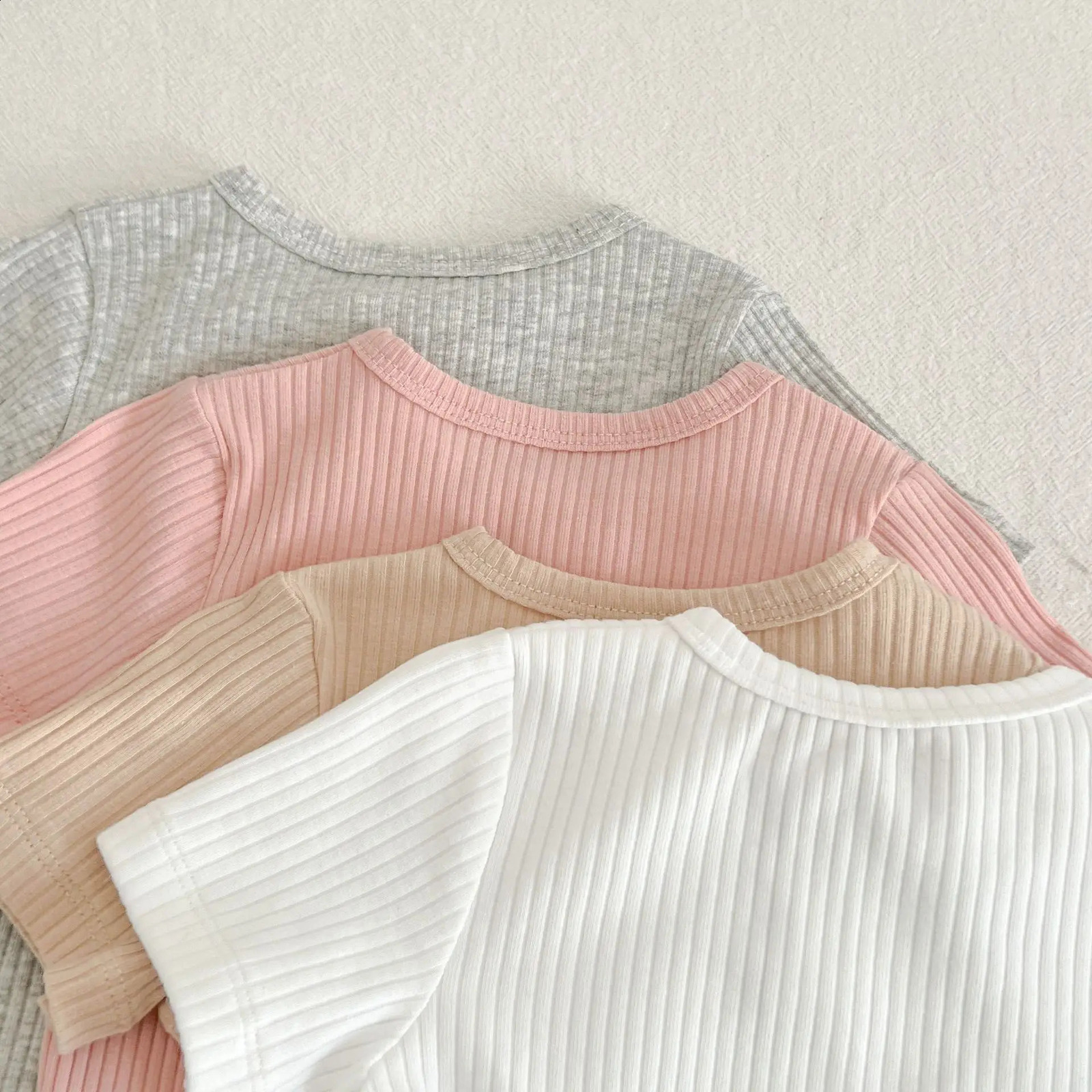 Summer born Infant Baby Boy Girls Fallow Solid Color TShirt Round Neck Muslin Candy Kids Fashion Clothing 250517z