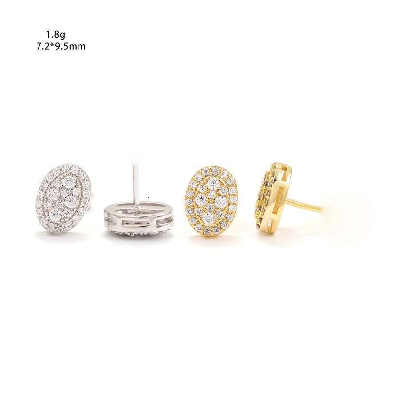 Iced Out Moissanite Oval Cluster Earrings Screwback 925 Sterling Silver Hiphop Bling Diamond Stud Earrings Pass Tester Wholesale