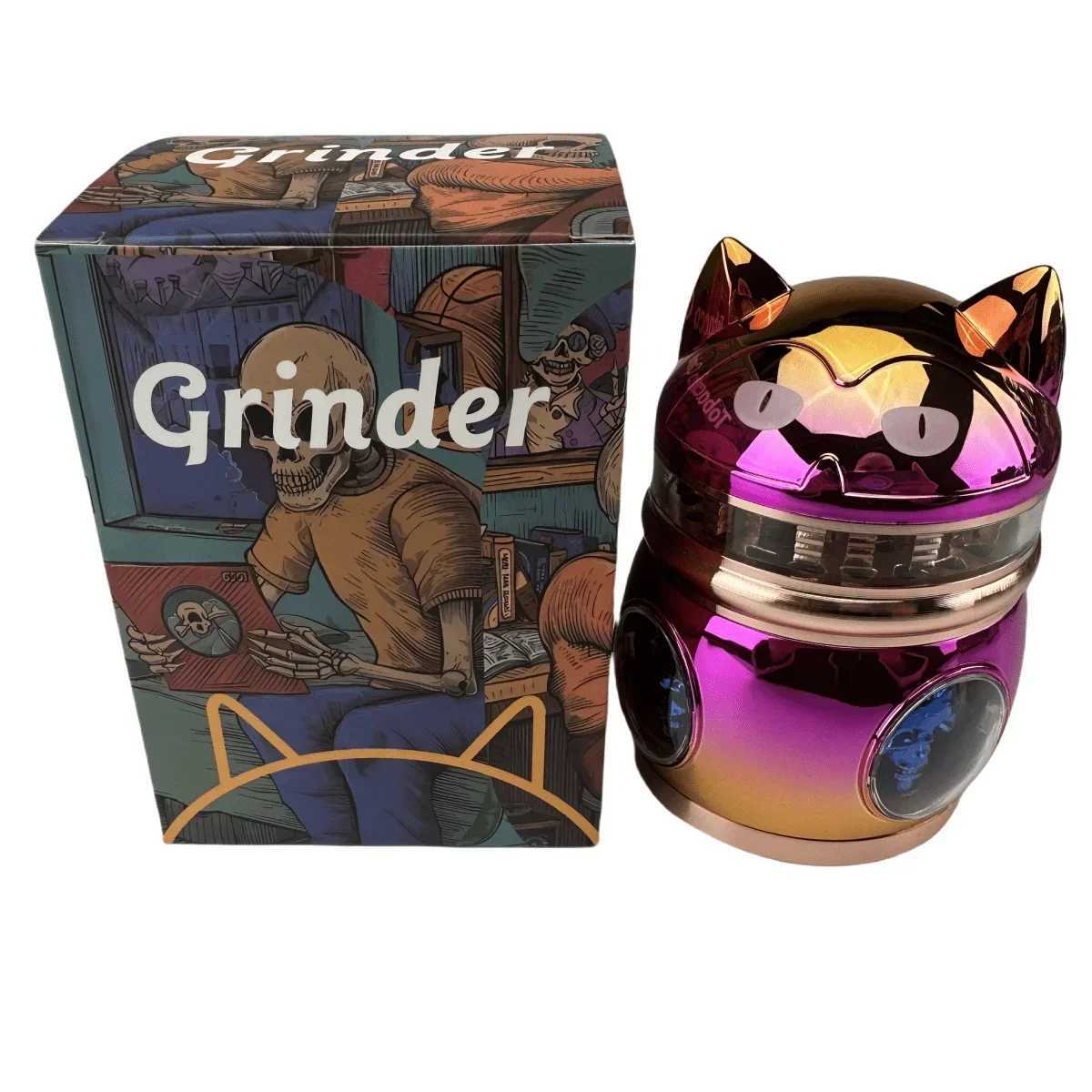 Large Cat Herb Grinder 4-Layer Manual Pepper Spice Mill Salt Mortar Tobacco Grass Raw Grinder Smoking Accessories Cigarette Tool Y250521