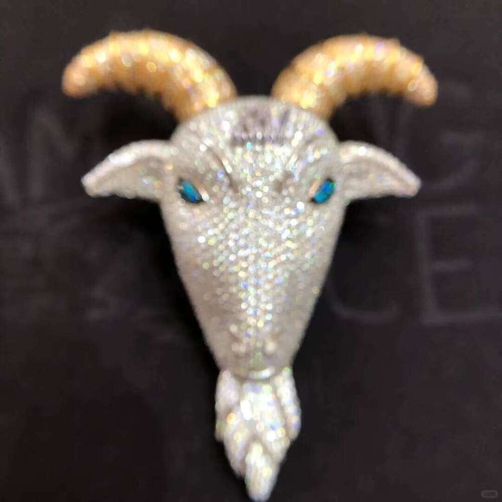 Fashion Necklaces: 10K Gold Men's Cuban Chain W/French-Cut Lab Dias & 14K/ Ram Head Pendant