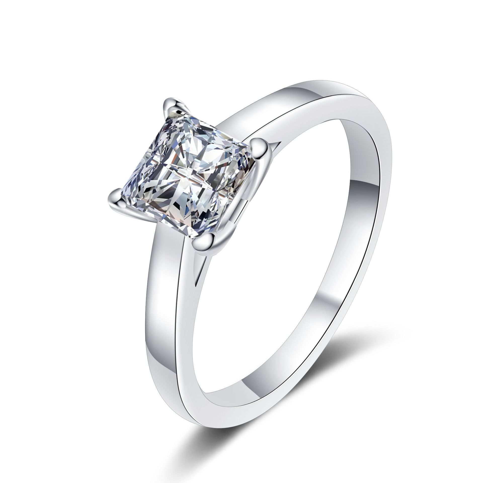 925 Sterling Silver Solitaire Moissanite Ring 1ct/2ct with Square Cut - Perfect Engagement Ring