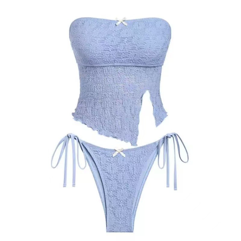 Women's Swimwear Floral Bikini Pink Bow Swimsuit Women Low Waist Bathing Suit 2025 Summer Biquini Bandage Beachwear Sexy
