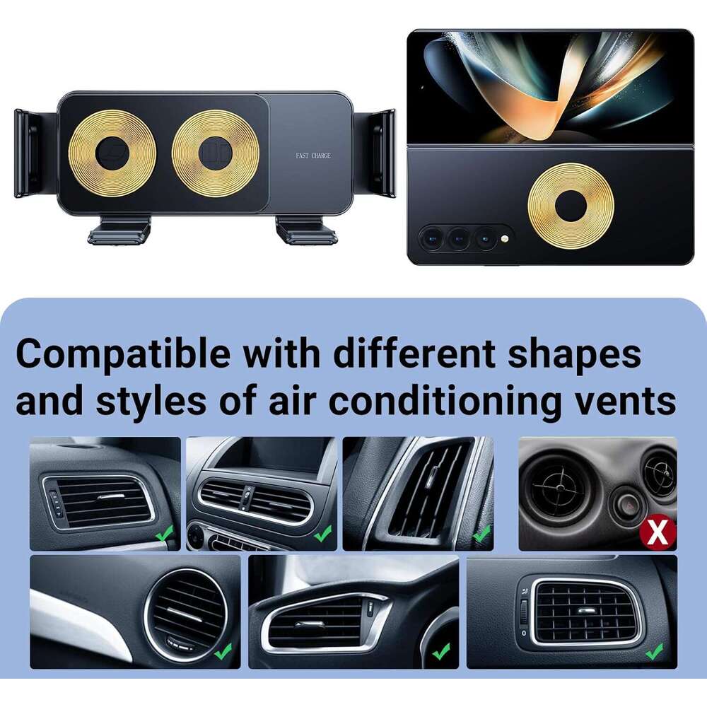 PANPHEN wireless Car Charger For Samsung Fold 5 Z Flip 5 For iPhone For Google Pixel 8 Pro 7.5-15W Fast Charging Auto Clamping Rotate Sensors
