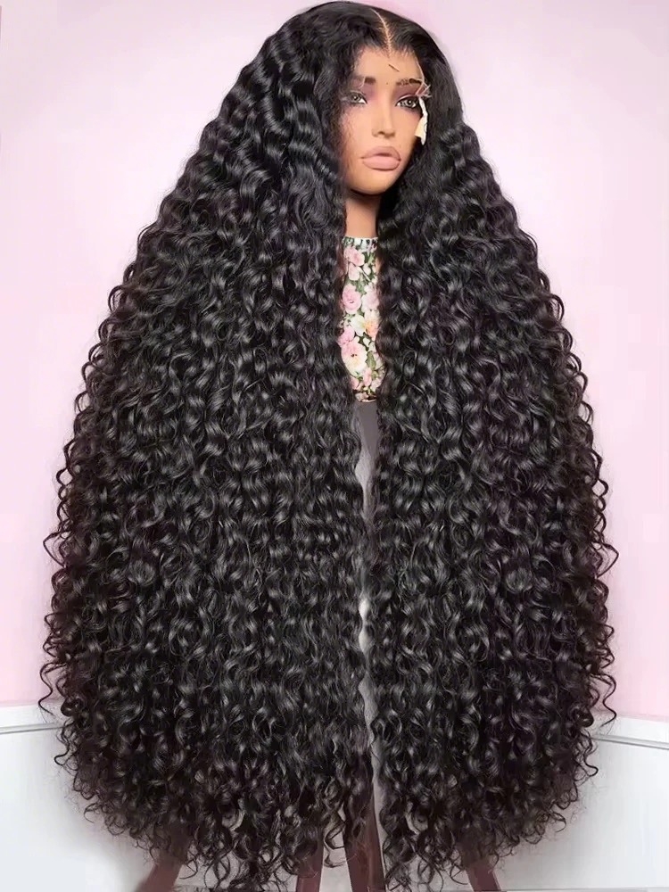 13x6 Hd Lace Frontal Wig Deep Wave 250 Density Curly Human Hair Preplucked Water Wave Front Wigs For Black Women Brazilian Synthetic