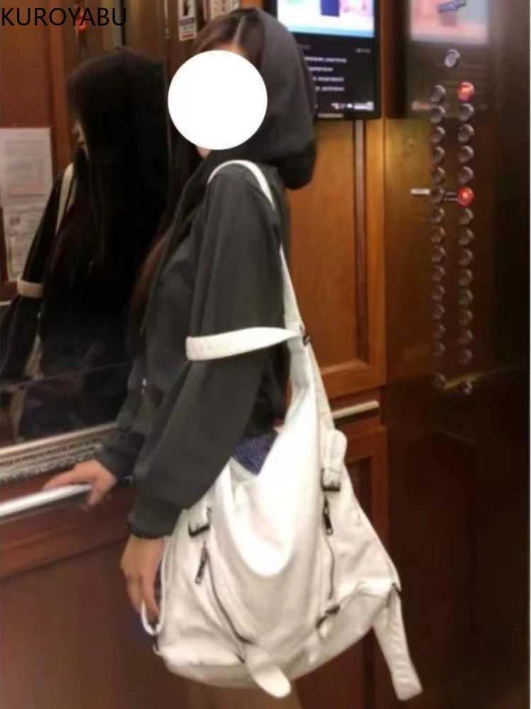 Leather Black Y2k Women Shoulder Bag Vintage Punk Goth Fashion Designer Pu Tote Bag Large Capacity Backpacks Motorcycle Handbag W250522