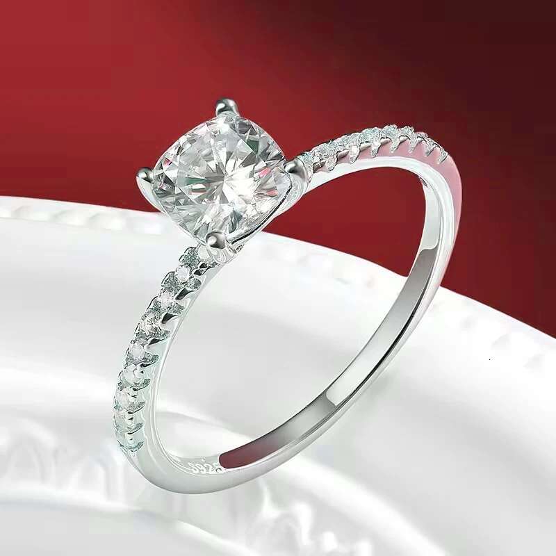 BXINY 1/2/3CT Cushion Cut Moissanite Ring Sterling Sier GRA Certified Lab Dia For Women Wedding Band Fine Jewelry Gift