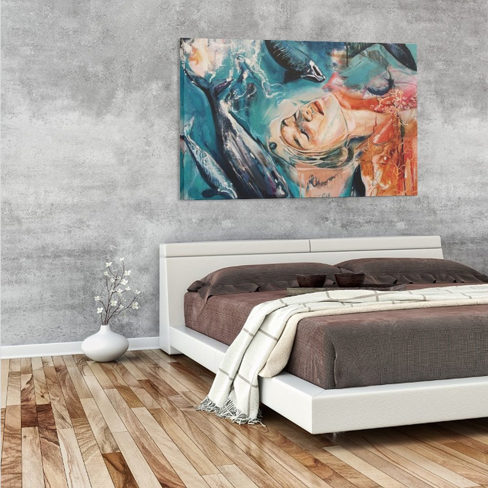 Home Decor Luxury Hanging Picture-Rectangle Color Whale Orca Sea Body Abstract Frame-style Canvas Prints Wall Painting Wall Art Decor Print Picture Pa