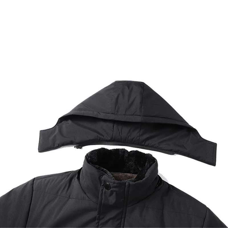 YJKVUR 2024 Winter New Jacket Men Mid-Length Thick Warm Waterproof Hooded Parka Windbreaker Military Fleece Plus Size Coat Z250522